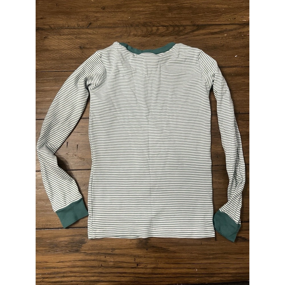 LAKE Pajama Top Green Stripe 100% Pima Cotton Sleepwear Sz 10 Boys Cozy Comfort - Picture 5 of 5
